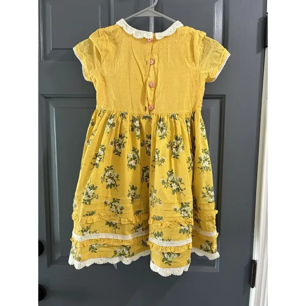 MATILDA JANE MJ Girls Brilliant daydream Stay Golden Yellow Floral Dress Size 8